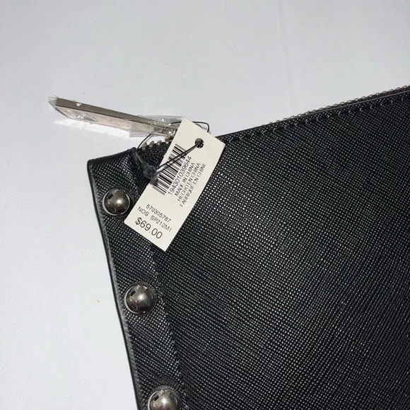 White House Black Market Black Studded Zip Clutch - Picture 5 of 8